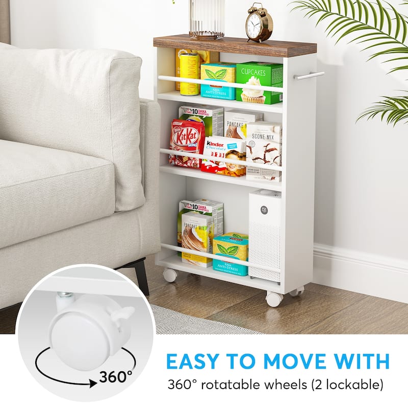 Slim Storage Cart, Rolling Narrow Kitchen Cart on Wheels - N/A