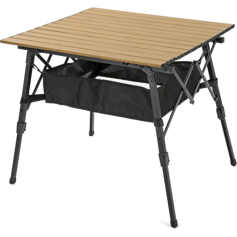 Arrowhead KKS0376U Wood Grain 39" Aluminum Camp Roll Up Table - Wood