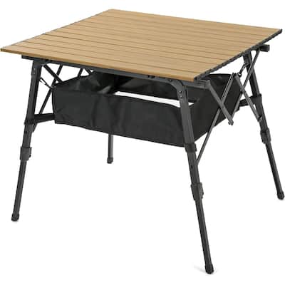 Arrowhead KKS0376U Wood Grain 39" Aluminum Camp Roll Up Table