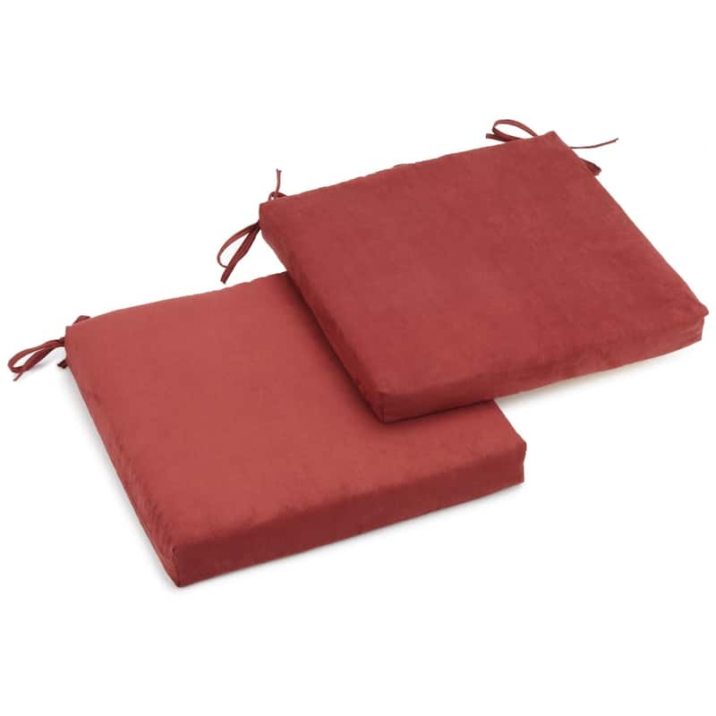20-inch by 19-inch Microsuede Chair Cushion with Ties (Set of 1, 2, or 4) - Set of 2 - Red Wine