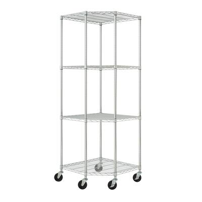 TRINITY EcoStorage® 4-Tier Chrome Corner Wire Shelving Rack