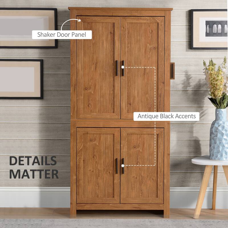 Particleboard Kitchen Storage Cabinet with Adjustable Shelves - 31.25" L x 13" W x 64" H
