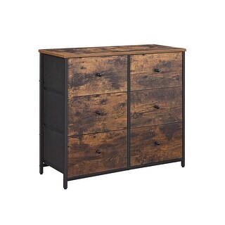 Rustic Drawer Dresser, Wide Storage Dresser with 6 Fabric Drawers ...