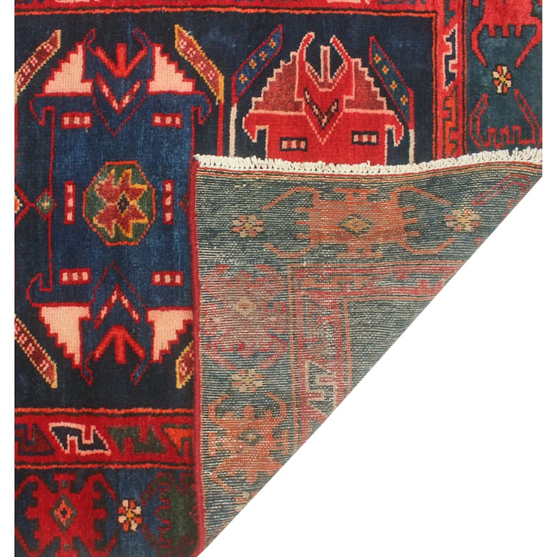 Fine Vintage Distressed Dax Navy/Red Runner - 2'11" x 10'5"