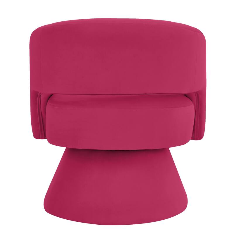Rose Pink Modern 27.5" Upholstered 360° Swivel Barrel Chair with Open Backrest and Solid Wood Frame
