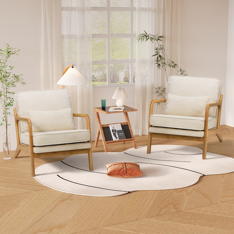 RENEWLINE Mid Century Modern Accent Chair with Lumbar Pillow