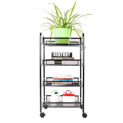 4-Tier Steel Storage Shelving Cart with Wheels