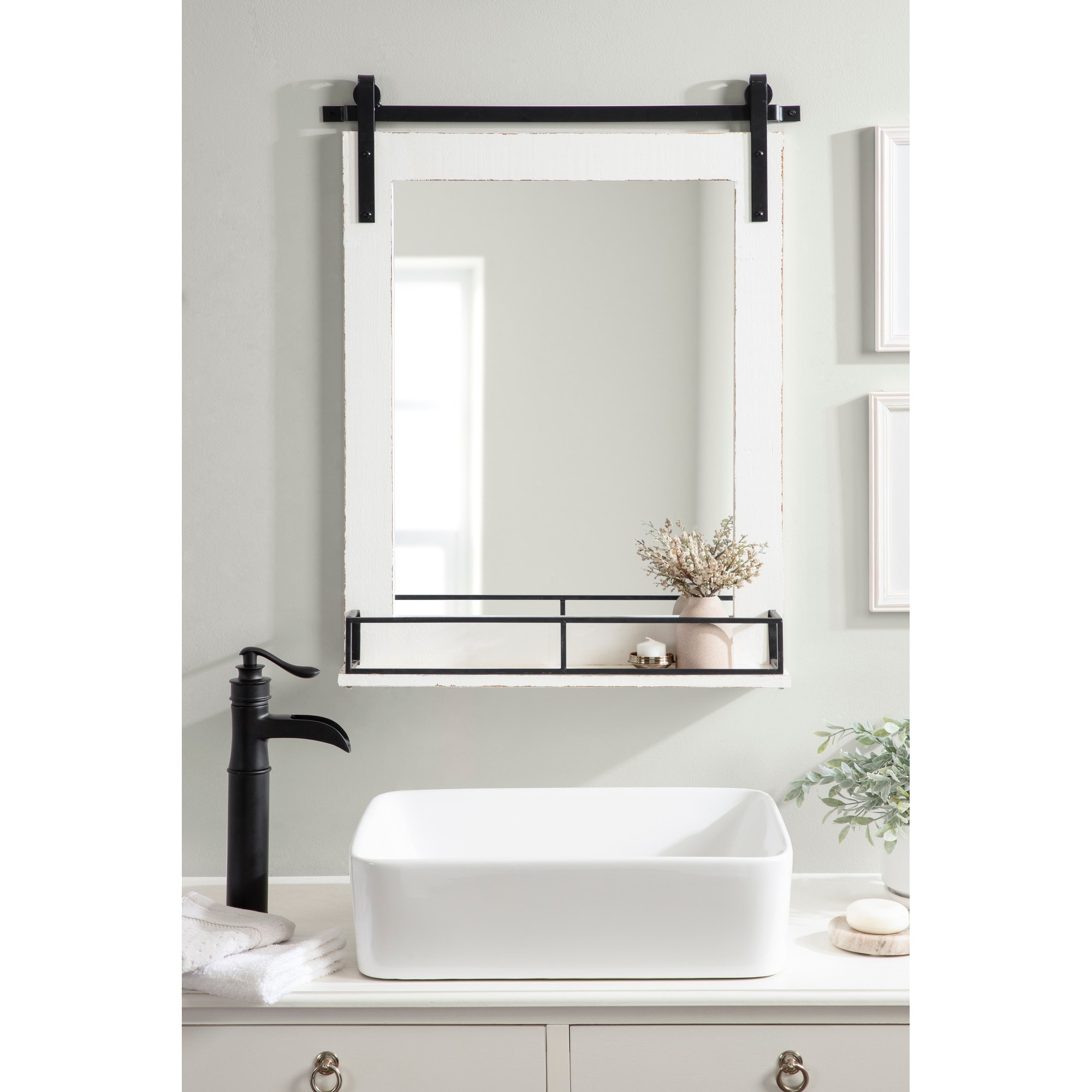 Kate and Laurel Cates Framed Wall Mirror with Shelf