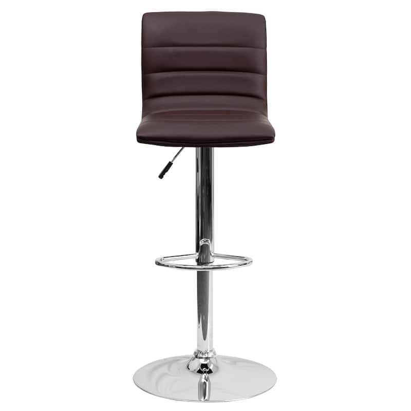 Modern Vinyl Stitch Back Adjustable Height Barstool - 16"W x 19"D x 35" - 44"H