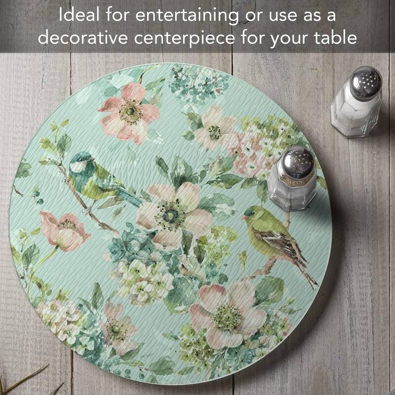 Mint Crush 4mm Heat Tolerant Tempered Glass Lazy Susan Turntable 13" Diameter Cake Plate Condiment Caddy Pizza Server