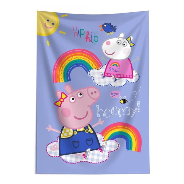 slide 2 of 4, Hasbro Peppa Pig Hooray Peppa Tapestry Wall Hanging - 24x36 inches 24x36 inches - Hooray Peppa