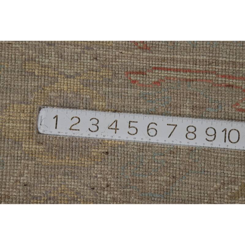 Hand Knotted Oriental 100% Wool Carpet Transitional All-Over Brown Oushak Area Rug - 13' 9'' X 10' 3''