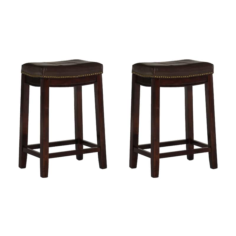 Linon Willamette Faux Leather Bar Stool (Set of 2) - Counter Height