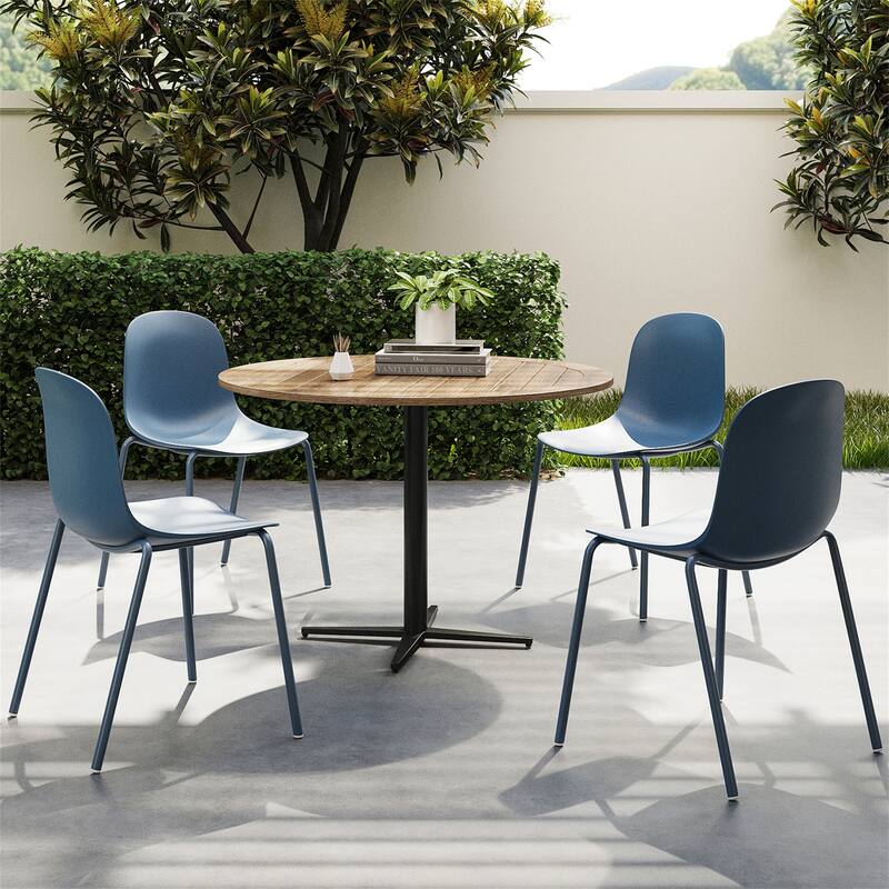 Set of 4 Modern Plastic Stackable Dining Chairs
