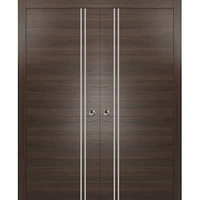 French Double Pocket Doors 36x80 Planum 0310 Chocolate Ash Kit Trims Rail