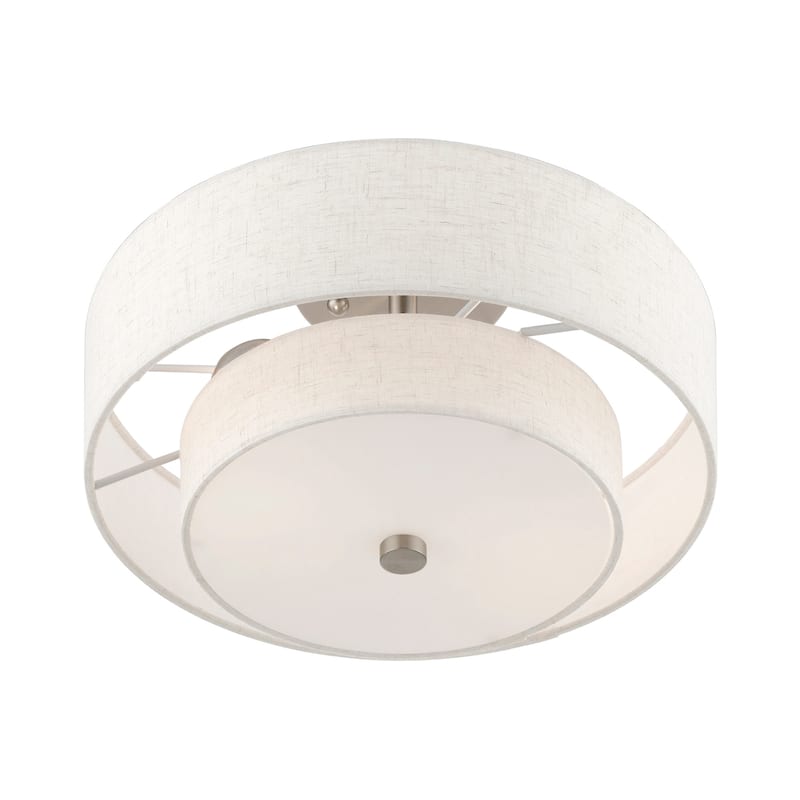 Livex Lighting Claremont 2 Light 13" Wide Semi-Flush Drum Ceiling