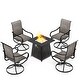 preview thumbnail 2 of 10, 5-piece Gas Fire Pit Table Set, 50000 BTU Auto-Ignition Propane Gas Fire Pit Table with 4 Patio Swivel Chairs