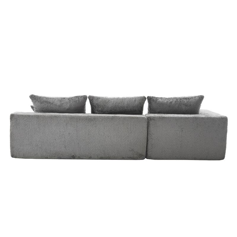 Floor Standing Chaise Lounge Couch L-shape Sectional Sofa with Ottoman