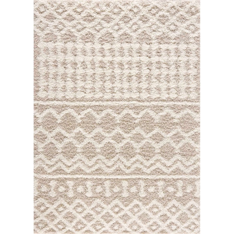 Hauteloom Prompton Living Room, Bedroom Area Rug - Plush Pile - Cream, Peach - 10' x 14'