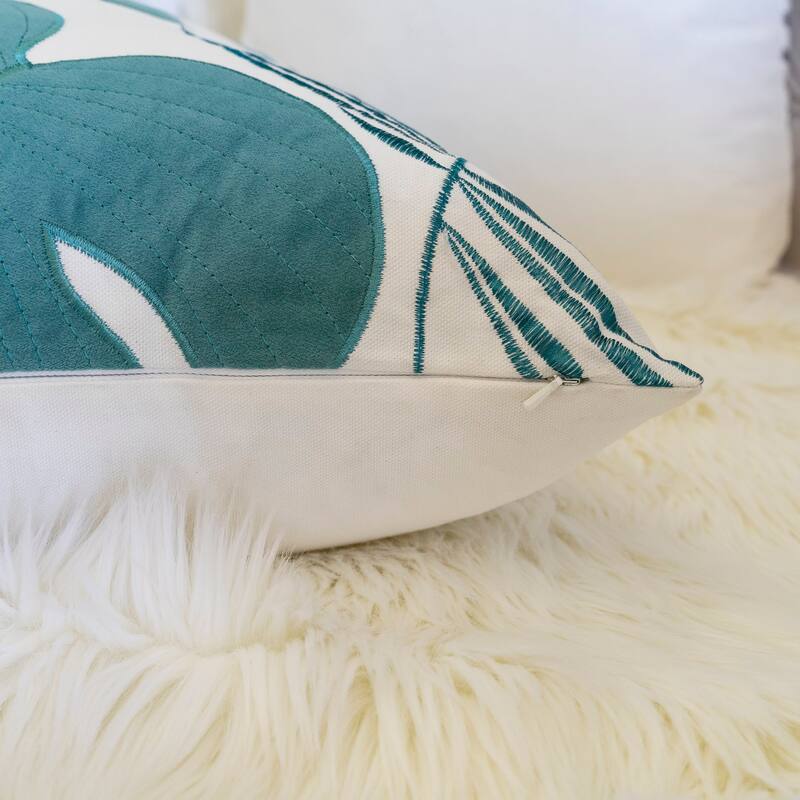 Leaf Pattern Decorative Pillow with Velvet Cover 20x20 Inches