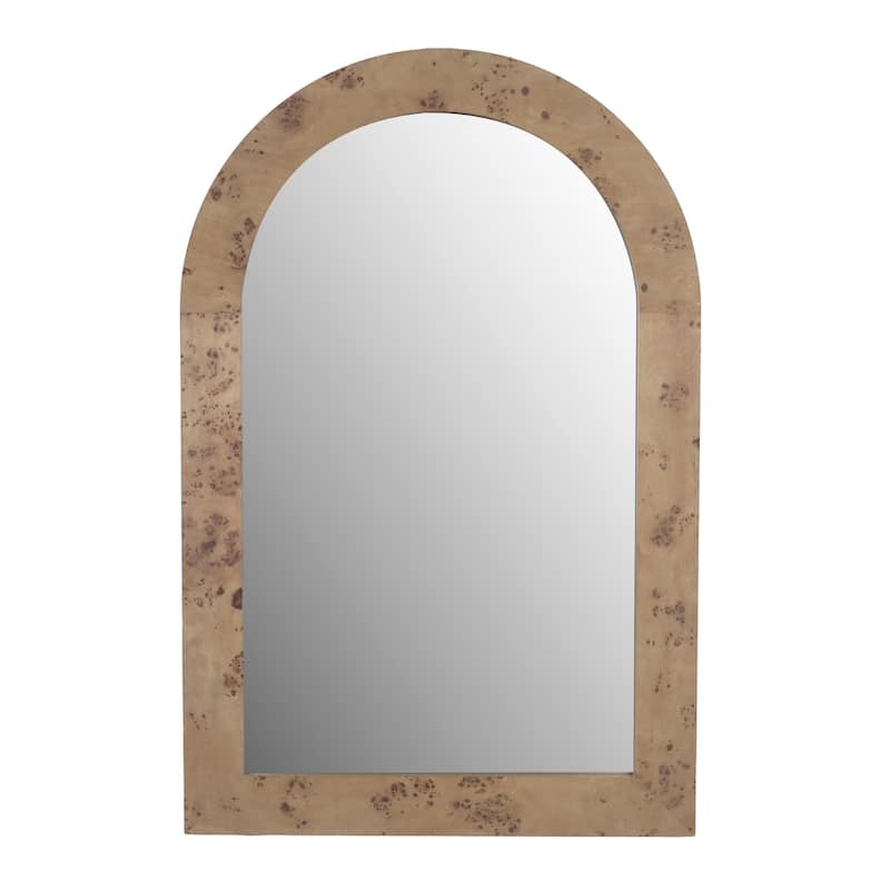 Azalea Park 36" Burl Wood Arched Wall Mirror in Driftwood Gray