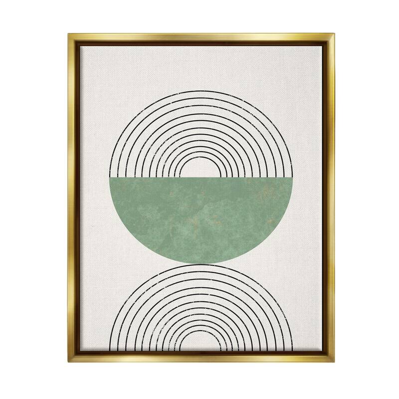 Stupell Abstract Geometric Circular Study Curved Art Deco Floater Frame - Beige - 24 x 30 - Gold