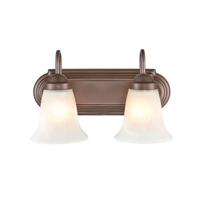 Millennium Lighting Metal 2 Light Vanity Fixture in Multiple Finishes with Frosted Glass Shades