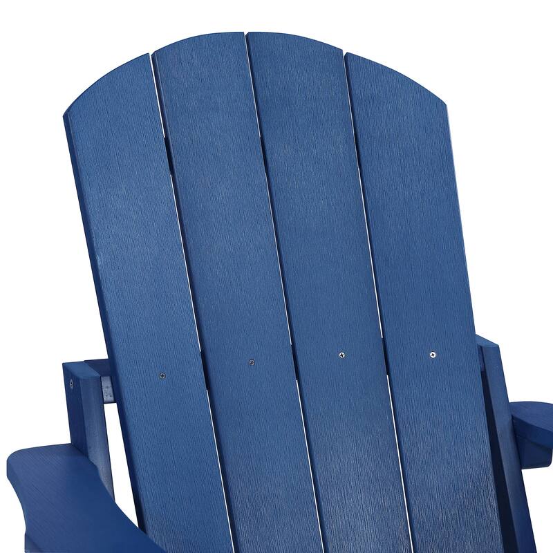 Hurley Folding Poly Plastic Adirondack Chair with Pull-out Ottoman