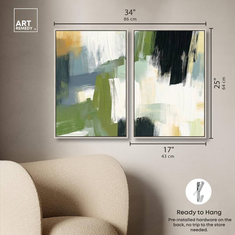Textured Greens I Canvas Set of 2 by Art Remedy