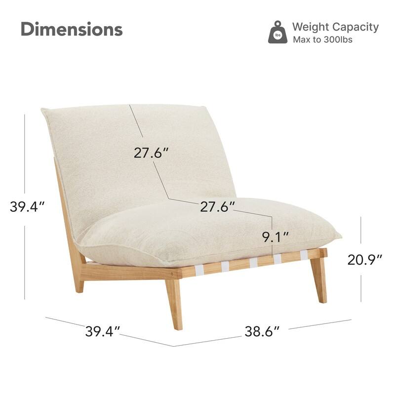 Spruce & Spring Oversized Lounge Accent Chair with Plush Cushions and Solid Wood Frame