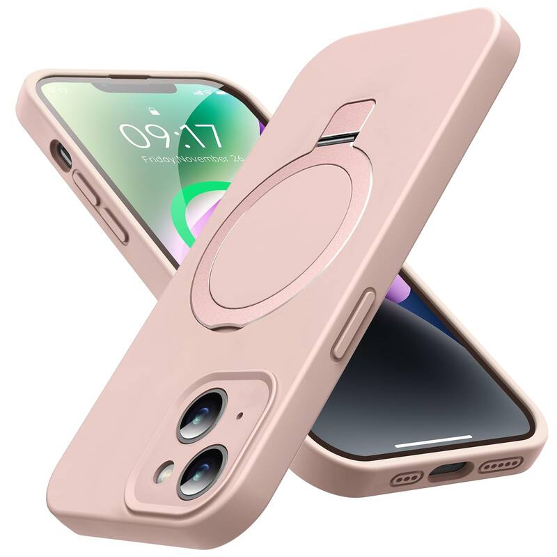 6.1 inch iPhone 14 Case, Liquid Silicone, Moisturizing Factor, Extreme Soft Slim Phone Case with Stand, Compatible with MagSafe