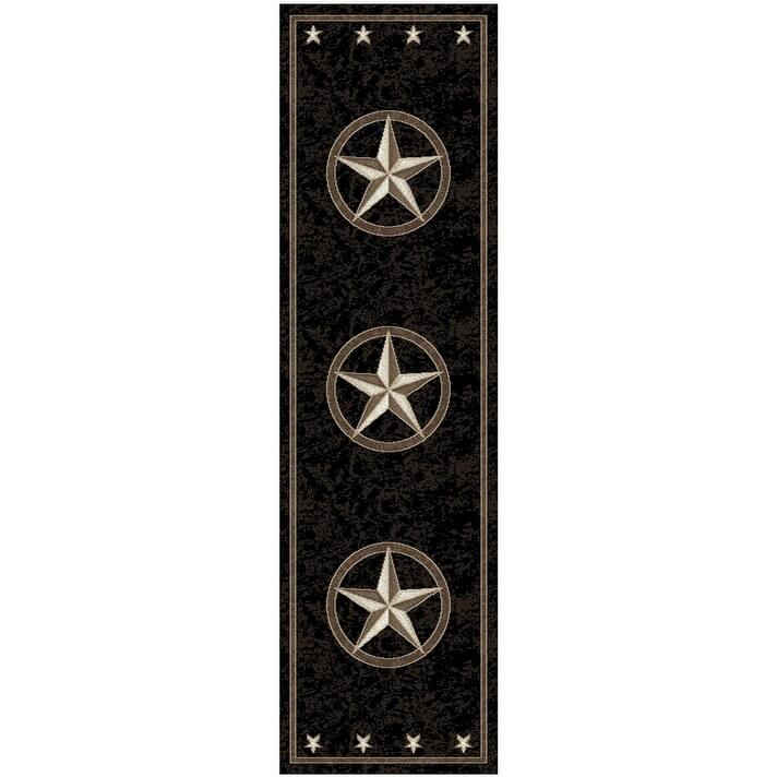 Axel Fort Worth Western Star Lodge Black Area Rug - 2'3" x 7'7" - Black