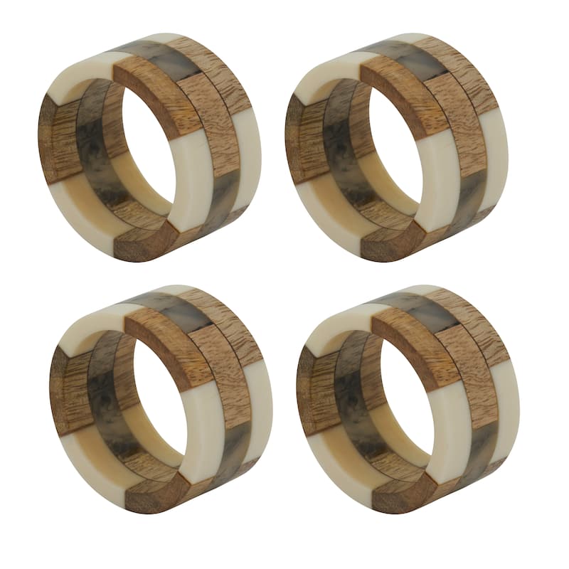 Napkin Rings With Wood Segments Design (Set of 4)