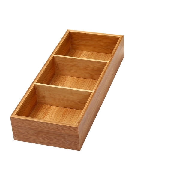 YBM HOME Bamboo 3 Compartment Organizer Tray for Drawers