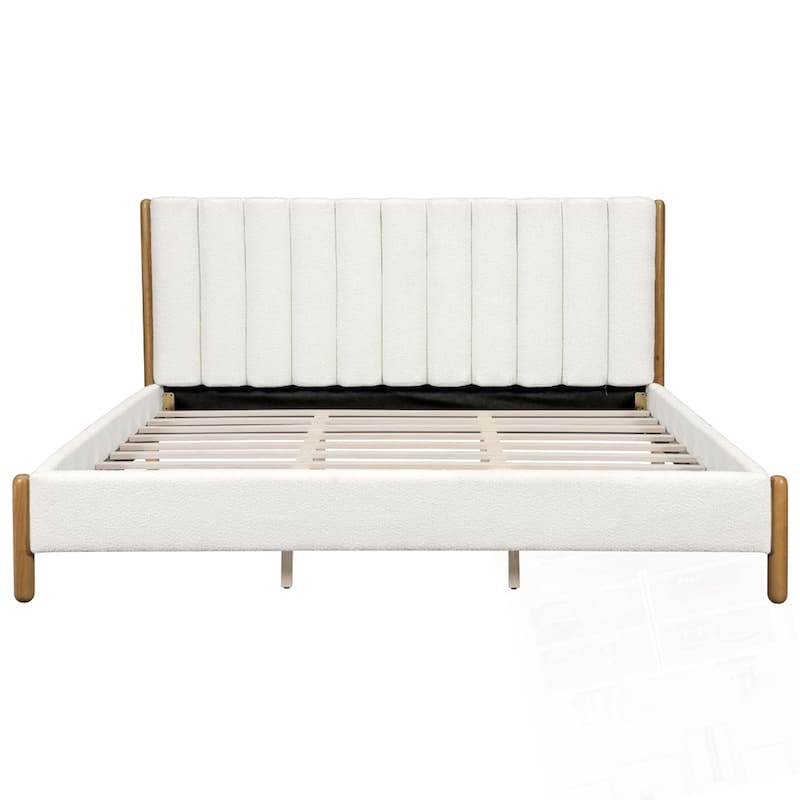 Solid Wooden Legs Upholstered Platform Bed Bed Frame