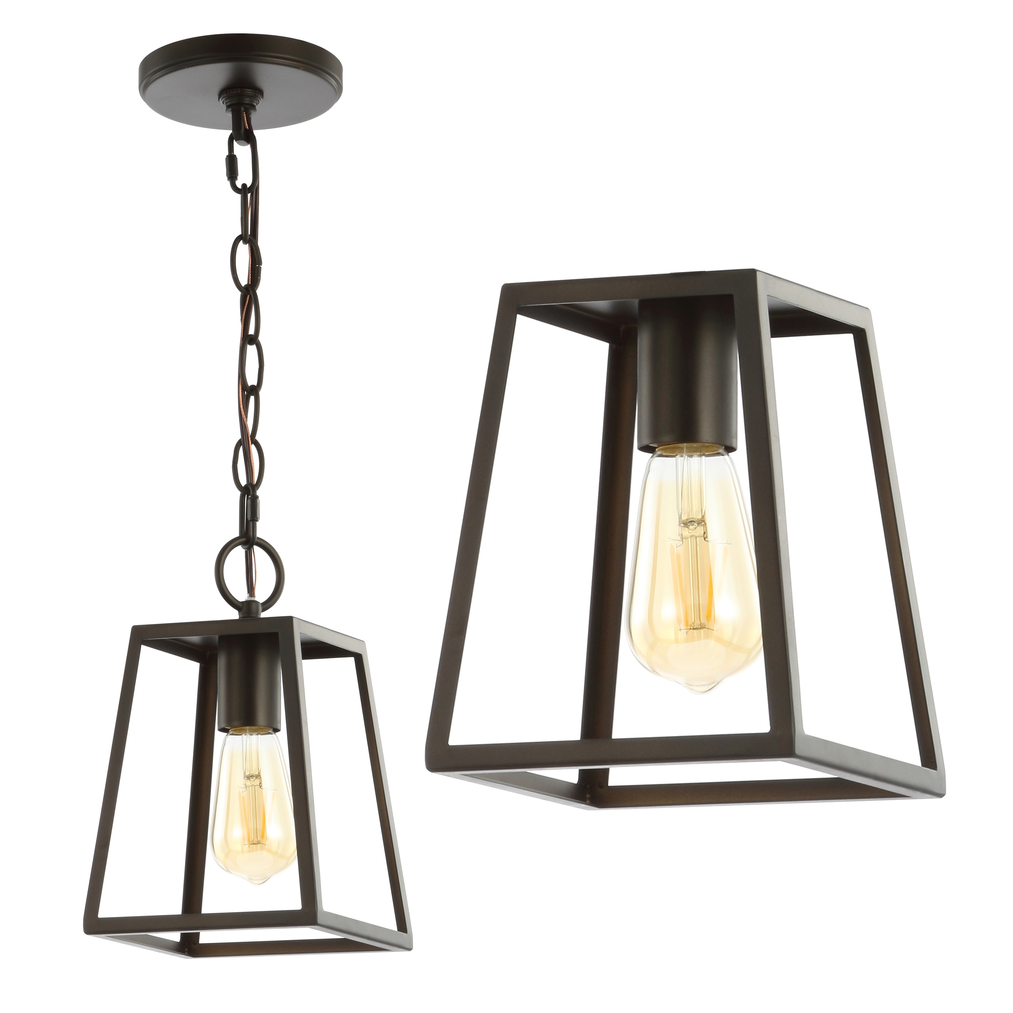 JONATHAN Y Marais 6.25" Metal LED Pendant, Oil Rubbed Bronze
