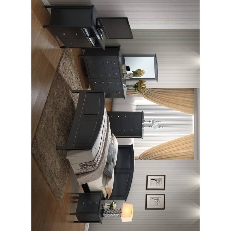 Solid Curved Rail Queen Panel Bed - 83" - Black