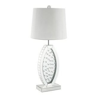 Table Lamp Mirrored Base with Faux Crystals Inlay & Clear Glass For ...