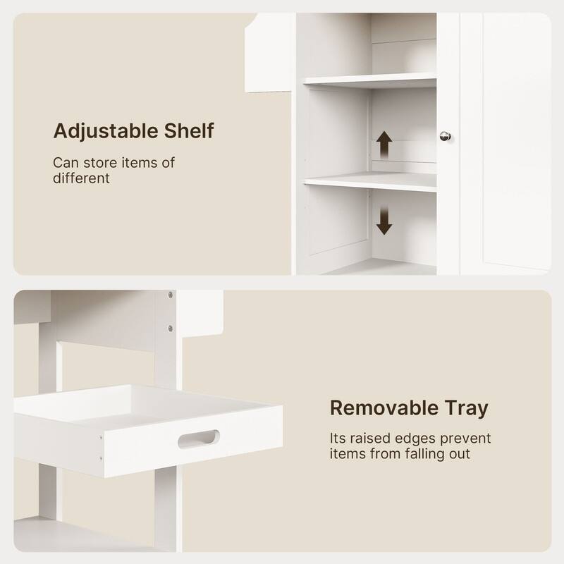Kitchen Island Cart, Kitchen Island Rolling Trolley Cart with Adjustable Storage Cabinet