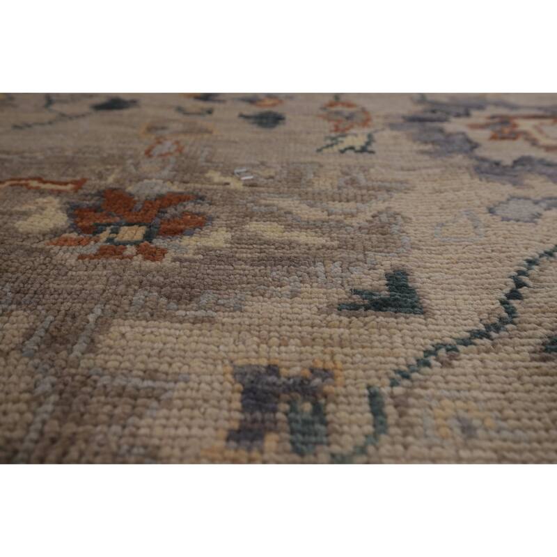 Vegetable Dye Oushak Turkish Area Rug Handmade Geometric Wool Carpet - 6'0"x 8'9"