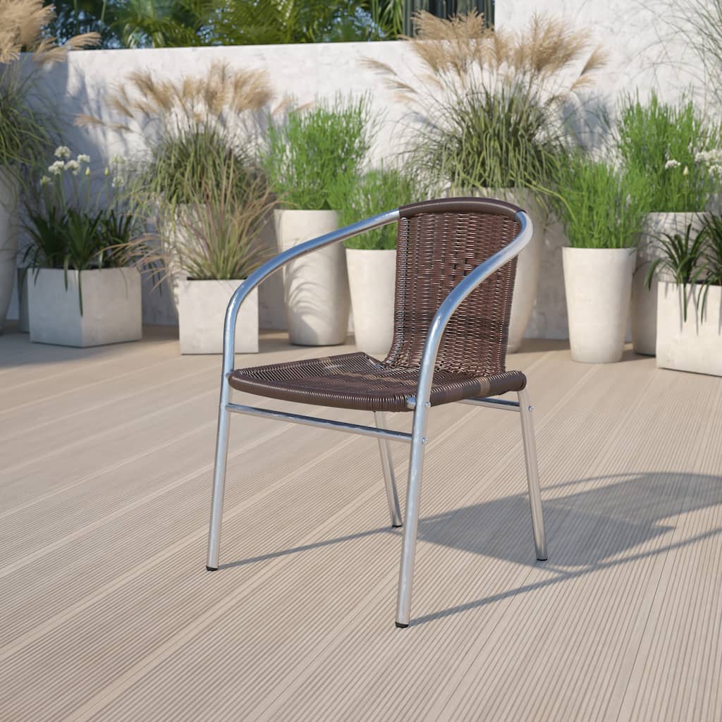 Aluminum and Rattan Commercial Indoor-Outdoor Restaurant Stack Chair
