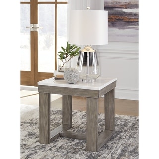 Signature Design by Ashley Loyaska Grayish Brown / Ivory Square End Table - 24"W x 24"D x 24"H