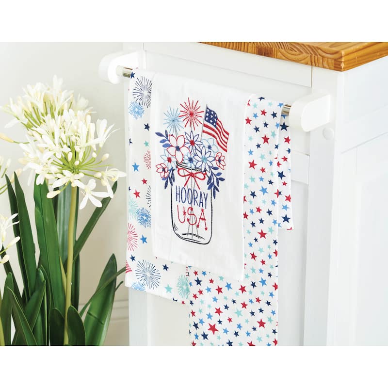 Hooray U.S.A. Flowers Embroidered Cotton Kitchen Kitchen Towel