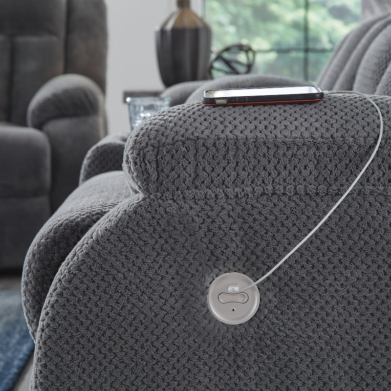 Signature Design by Ashley Free Wake Power Reclining Sofa with Drop Down Table - 85"W x 40"D x 40"H