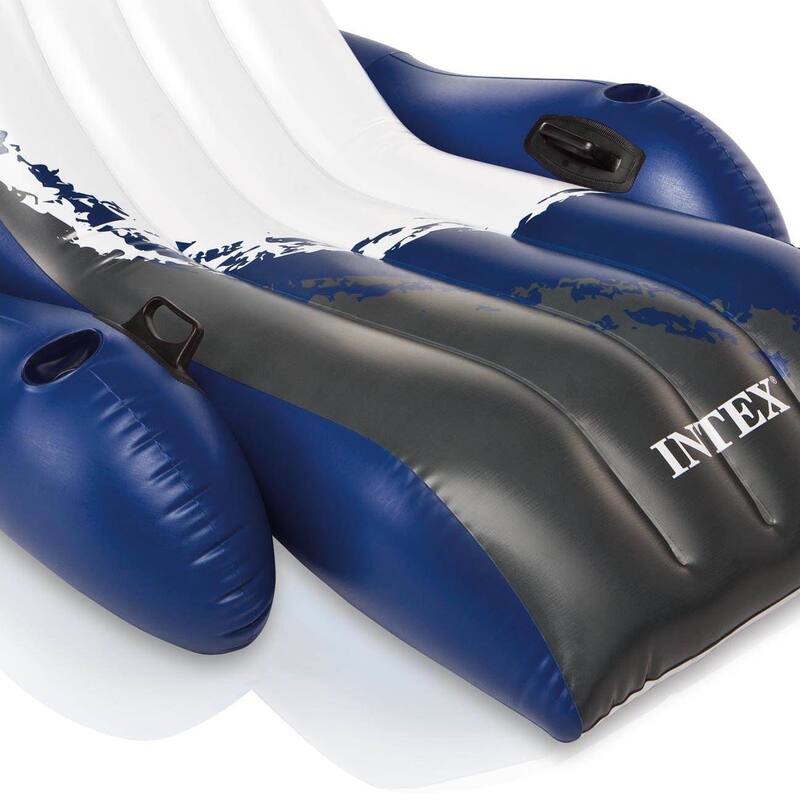 Intex Inflatable Floating Pool Recliner & 2 Person Tube w/ Cooler & Repair Kit - 7.5