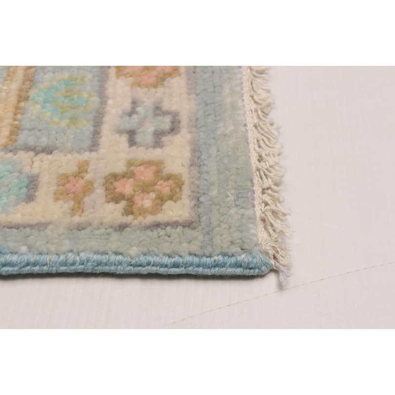 ECARPETGALLERY Hand-knotted Modern Oushak Light Blue Wool Rug - 9' 2" x 12'