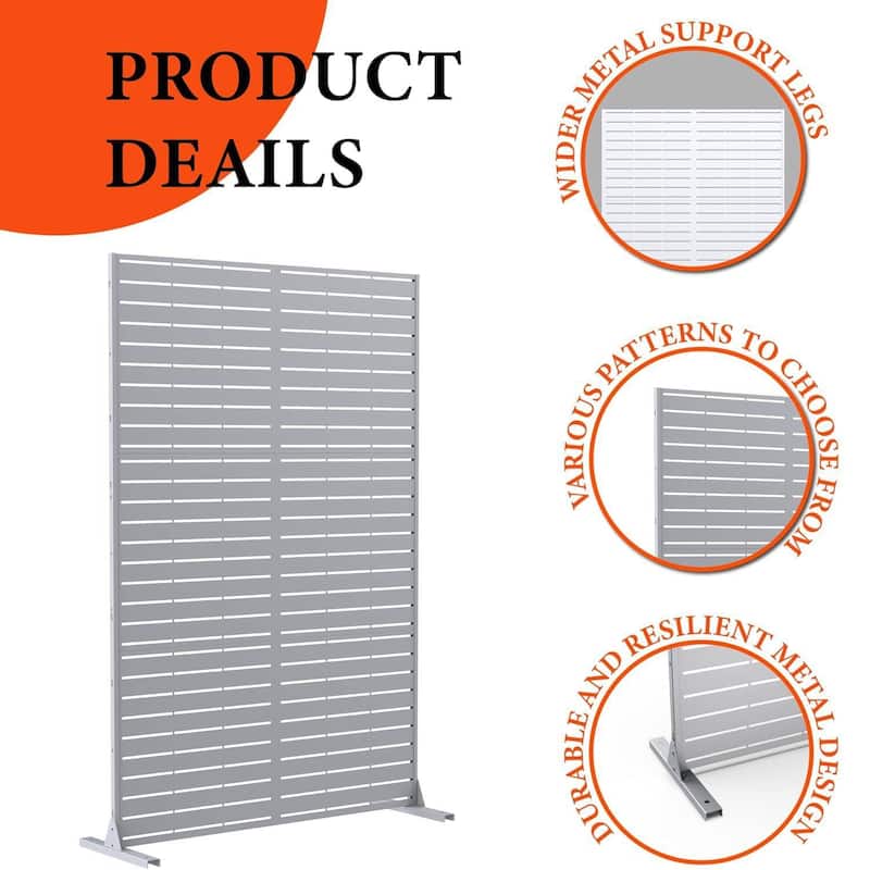 Privacy Screen, Privacy Screens and Panel, Freestanding Decorative Fence for Patio Lawn, White Louvered