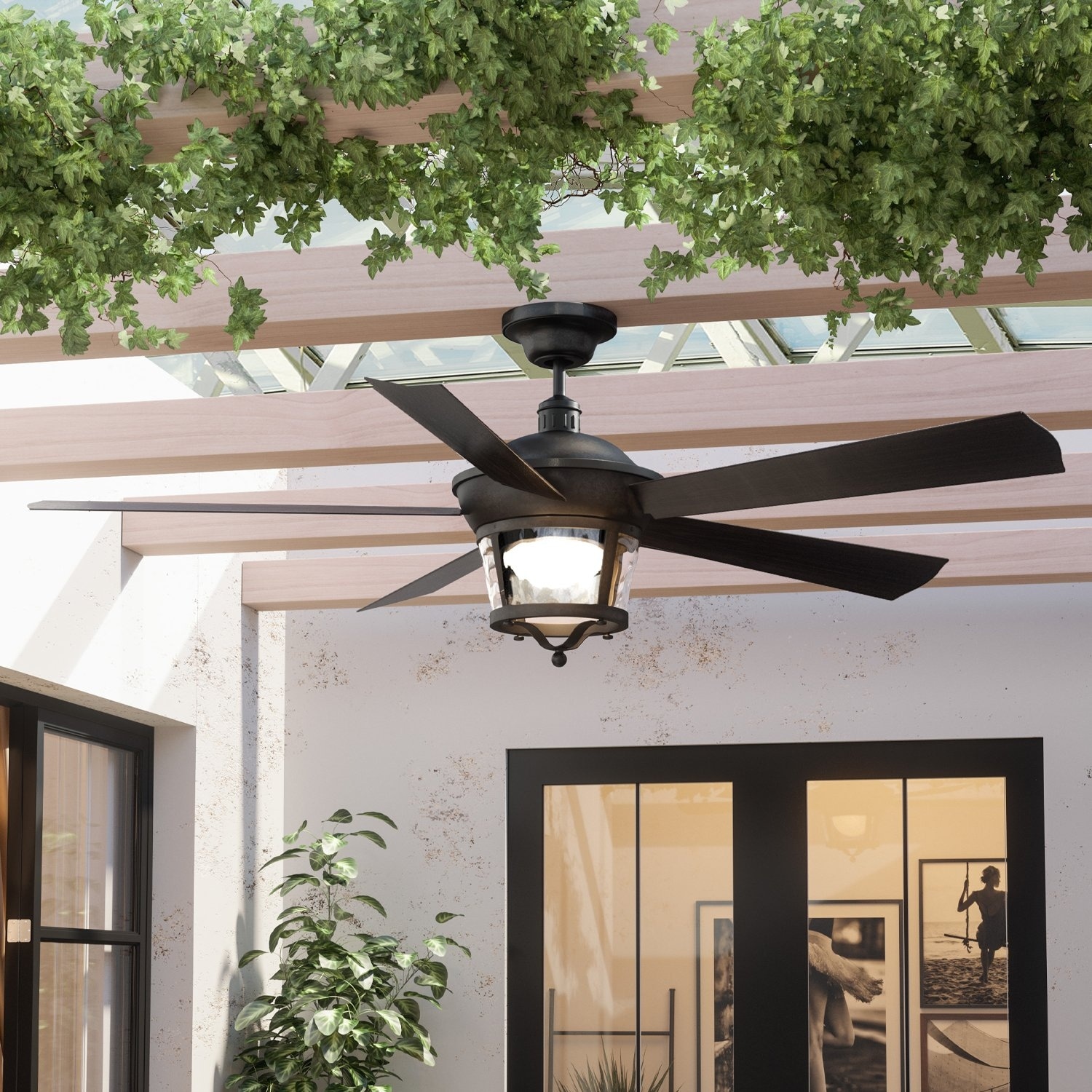 Luxury Black Iron Modern Farmhouse Indoor Outdoor Ceiling Fan 52 Inches Overstock 32450263