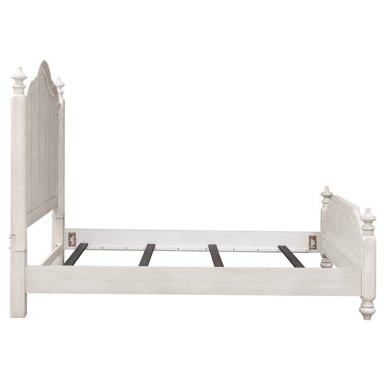 Farmhouse Reimagined Antique White with Chestnut King Poster Bed