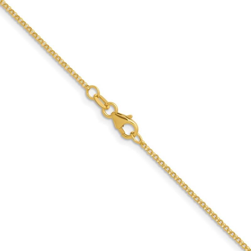 Curata Italian 14k Yellow Gold 1.5mm Rolo Curb Necklace For Women (Lobster)